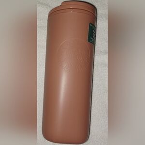 NWOT 16oz STARBUCKS BROWN TUMBLER HOT/COLD. PERFECT TRAVEL MUG!!